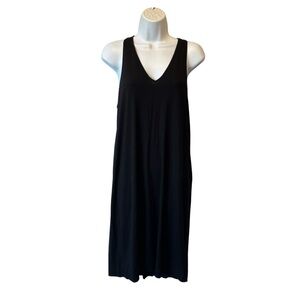 Eileen Fisher tank top dress Medium Black Racer back Knee length Viscose stretch